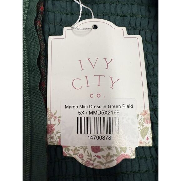 NWT Ivy City Co. MARGO SHORT DRESS IN GREEN PLAID sz 5X - Picture 12 of 14